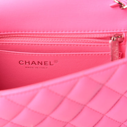 Chanel Lambskin Quilted Mini Rectangular Flap Neon Pink 8 of 11