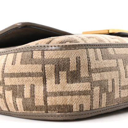 Fendi Chenille Vitello Seta FF Embroidered Baguette Tortora 9 of 10