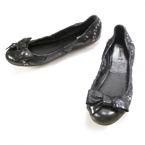 Studded Ballet Flats 38.5 Pewter
