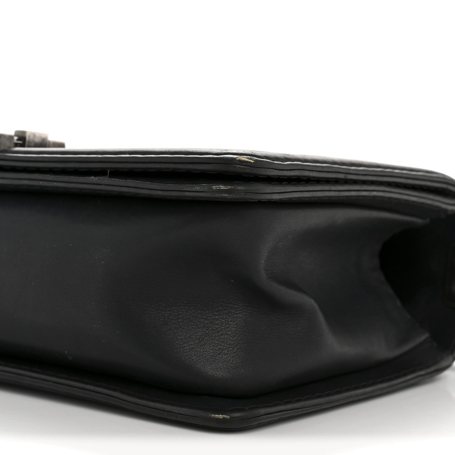 Calfskin Quilted Double Stitch New Medium Boy Flap Black