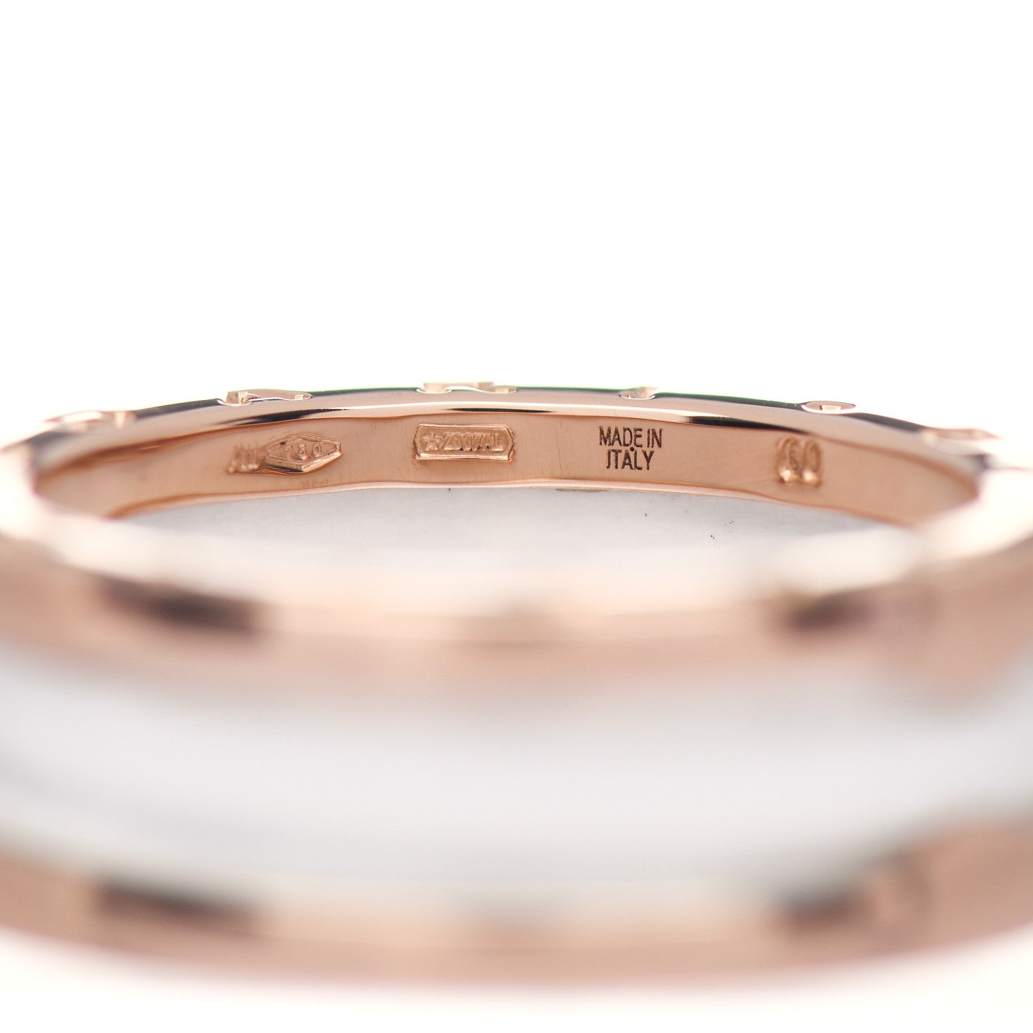 Bulgari 18K Rose Gold White Ceramic B.Zero1 Two-Band Ring 60 9 5 of 5