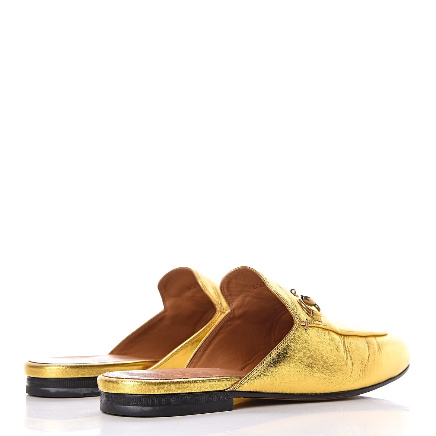Metallic Nappa Womens Princetown Slippers 37 Gold