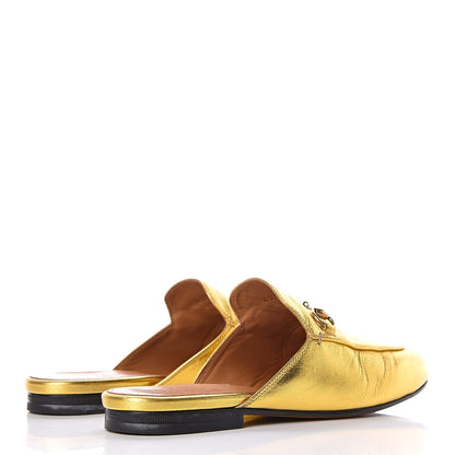 Gucci Metallic Nappa Womens Princetown Slippers 37 Gold 4 of 18