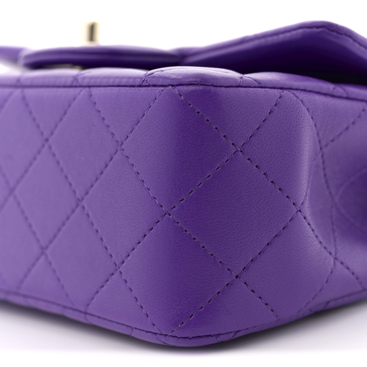 Chanel Lambskin Quilted Mini Top Handle Rectangular Flap Dark Purple 10 of 11