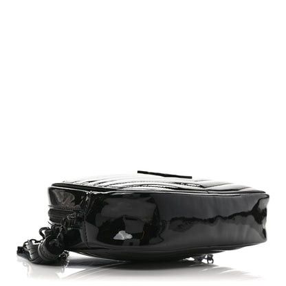 Saint Laurent Patent Calfskin Matelasse Monogram Mini Lou Camera Bag Black 4 of 9