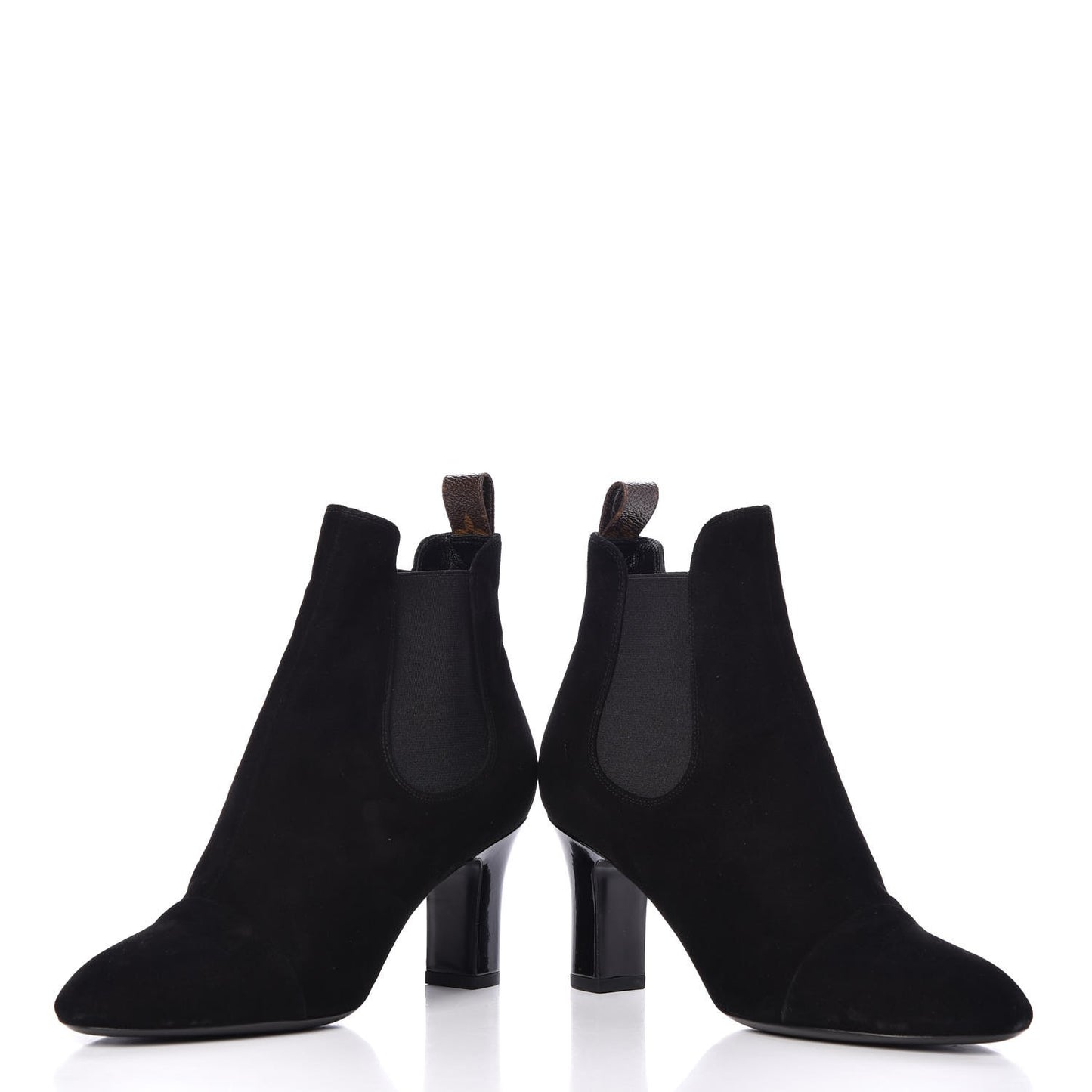 Suede Monogram Uniformes Cap Toe Chelsea 75mm Ankle Boots 38 Black