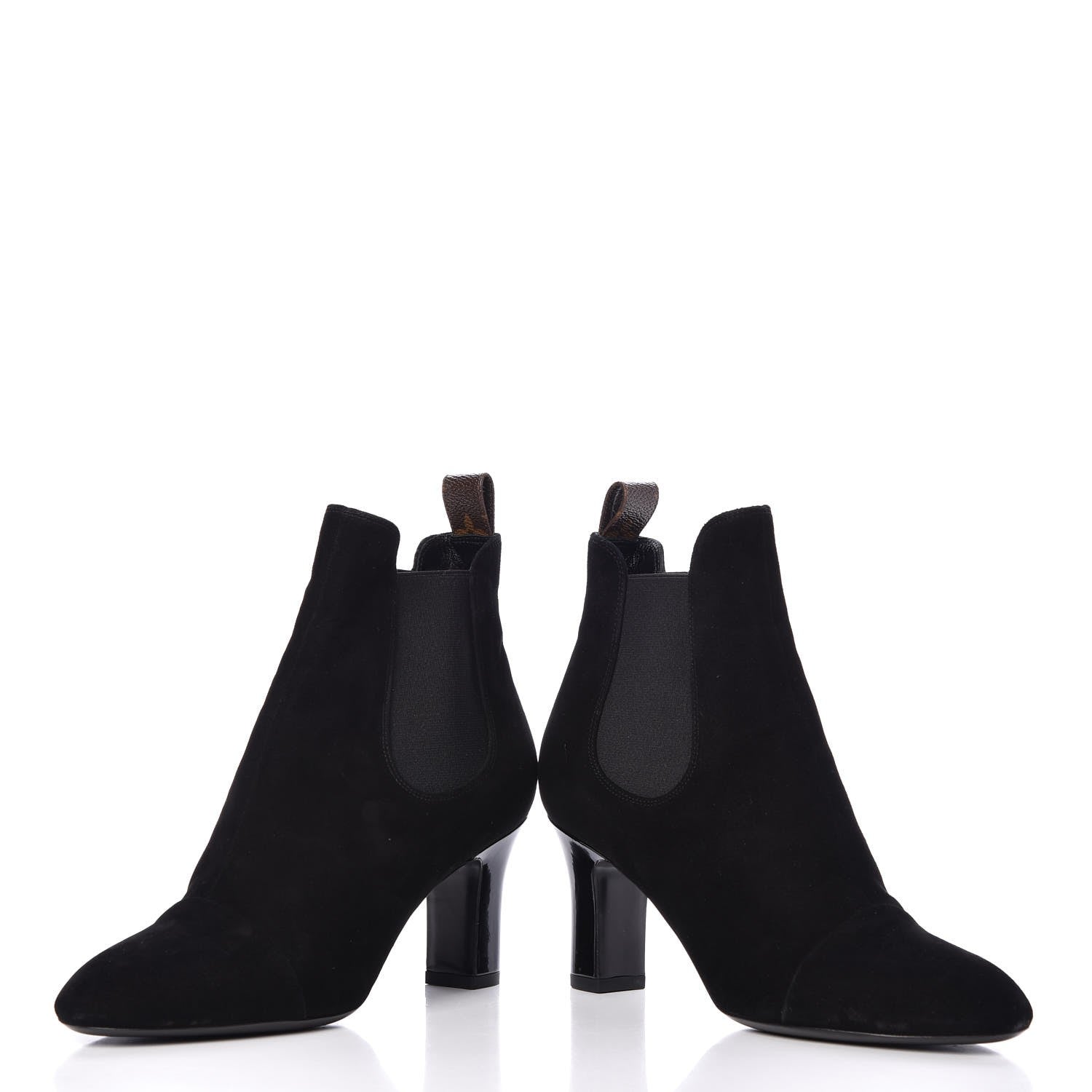 Louis Vuitton Suede Monogram Uniformes Cap Toe Chelsea 75mm Ankle Boots 38 Black 6 of 11