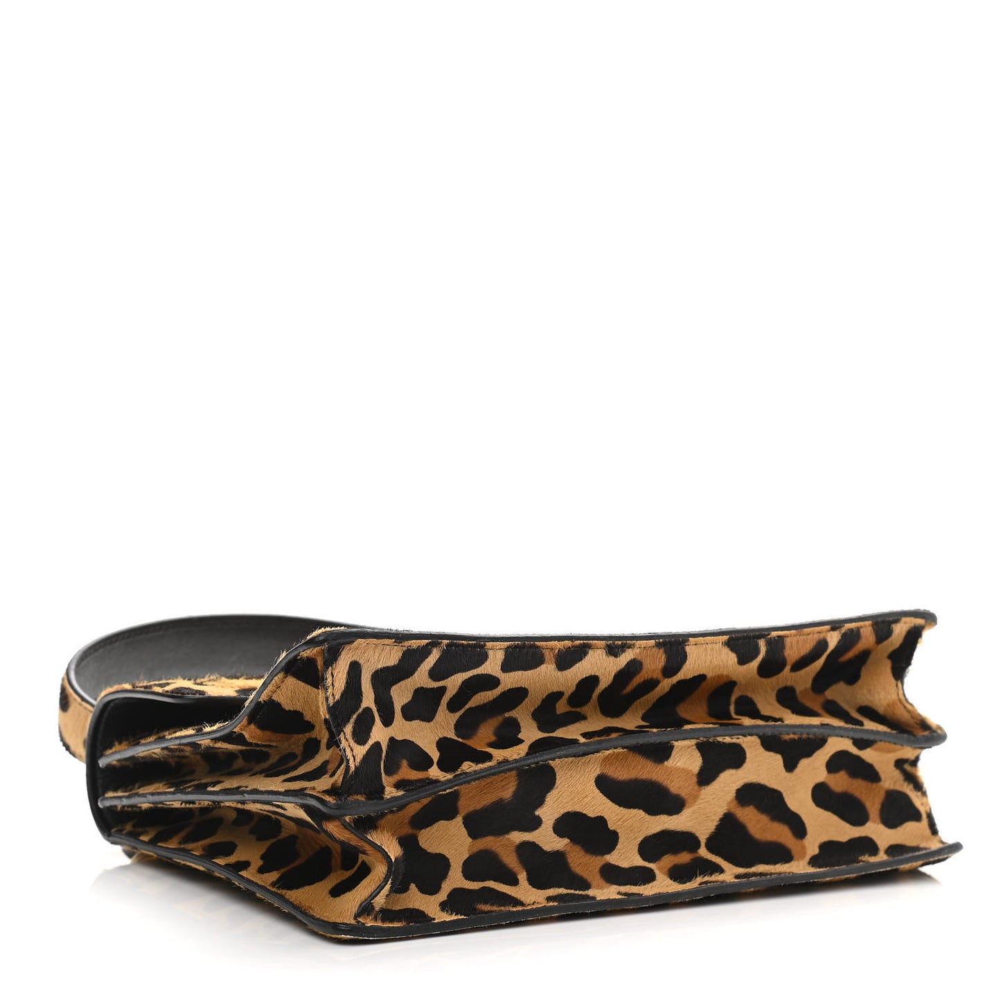 Pony Hair Leopard Print Confidential Logo Shoulder Bag