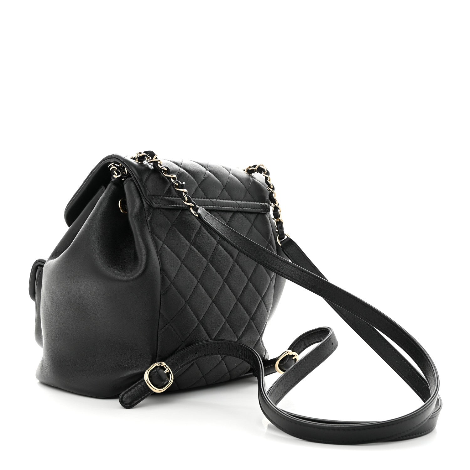 Chanel Lambskin Quilted Large Duma Drawstring Backpack Black 3 of 11