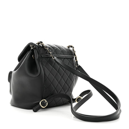 Chanel Lambskin Quilted Large Duma Drawstring Backpack Black 3 of 11