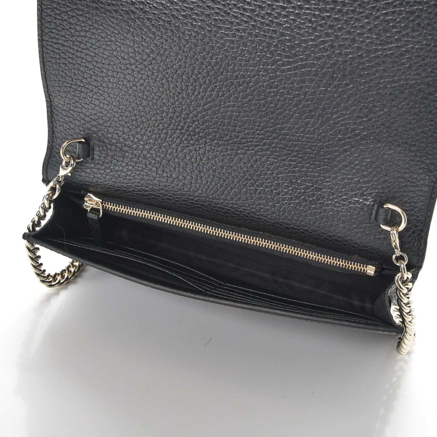 Dollar Calfskin Medium Betty Chain Wallet Black