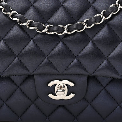 Chanel Iridescent Calfskin Quilted Medium Double Flap Navy 8 of 12