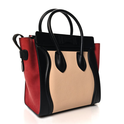 Celine Baby Grained Calfskin Nubuck Micro Tri-Color Luggage Corn Red 3 of 9