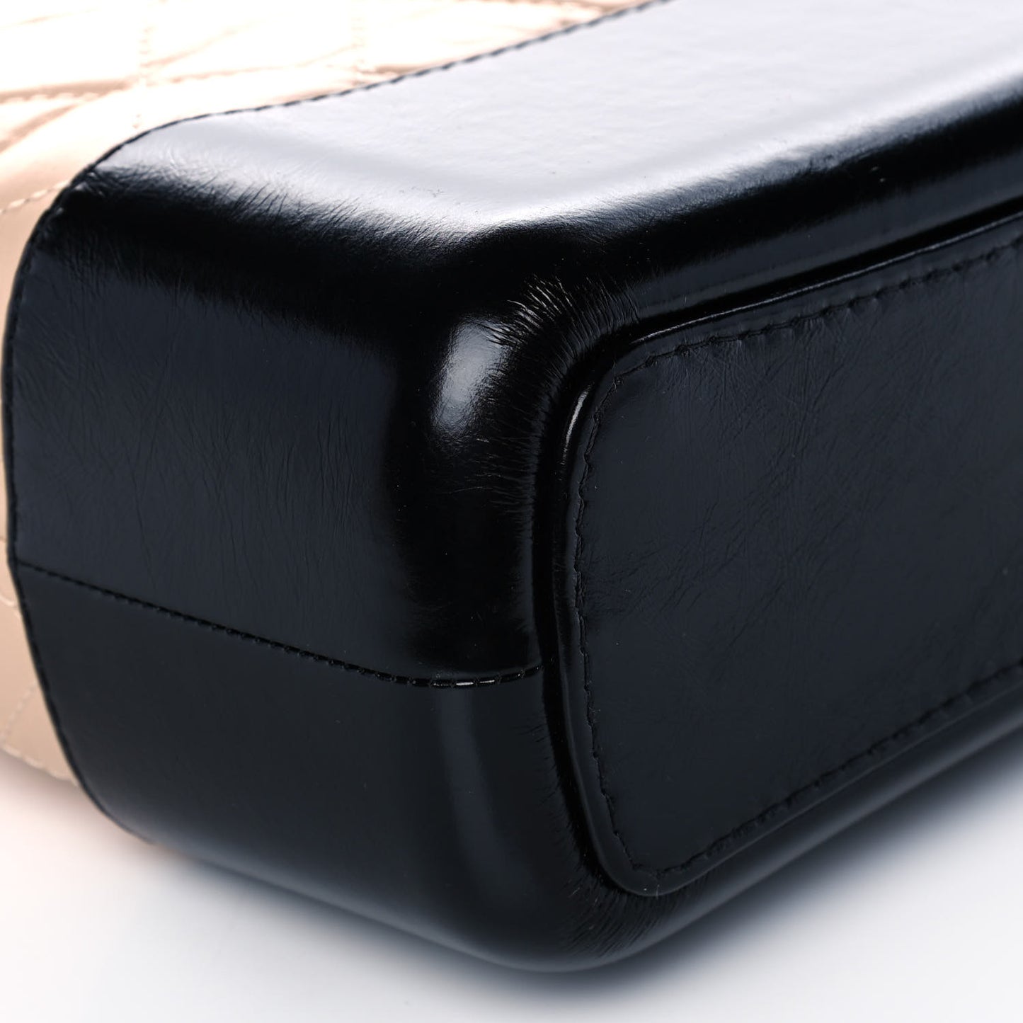 Aged Calfskin Quilted Medium Gabrielle Hobo Beige Black