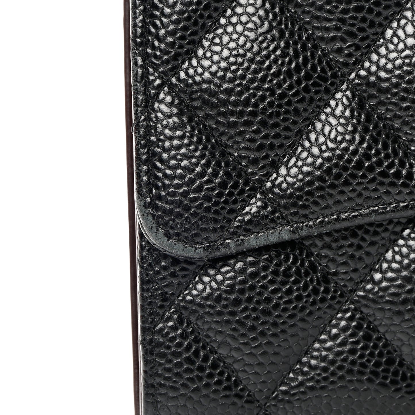 Caviar Quilted Large Flap Wallet Black
