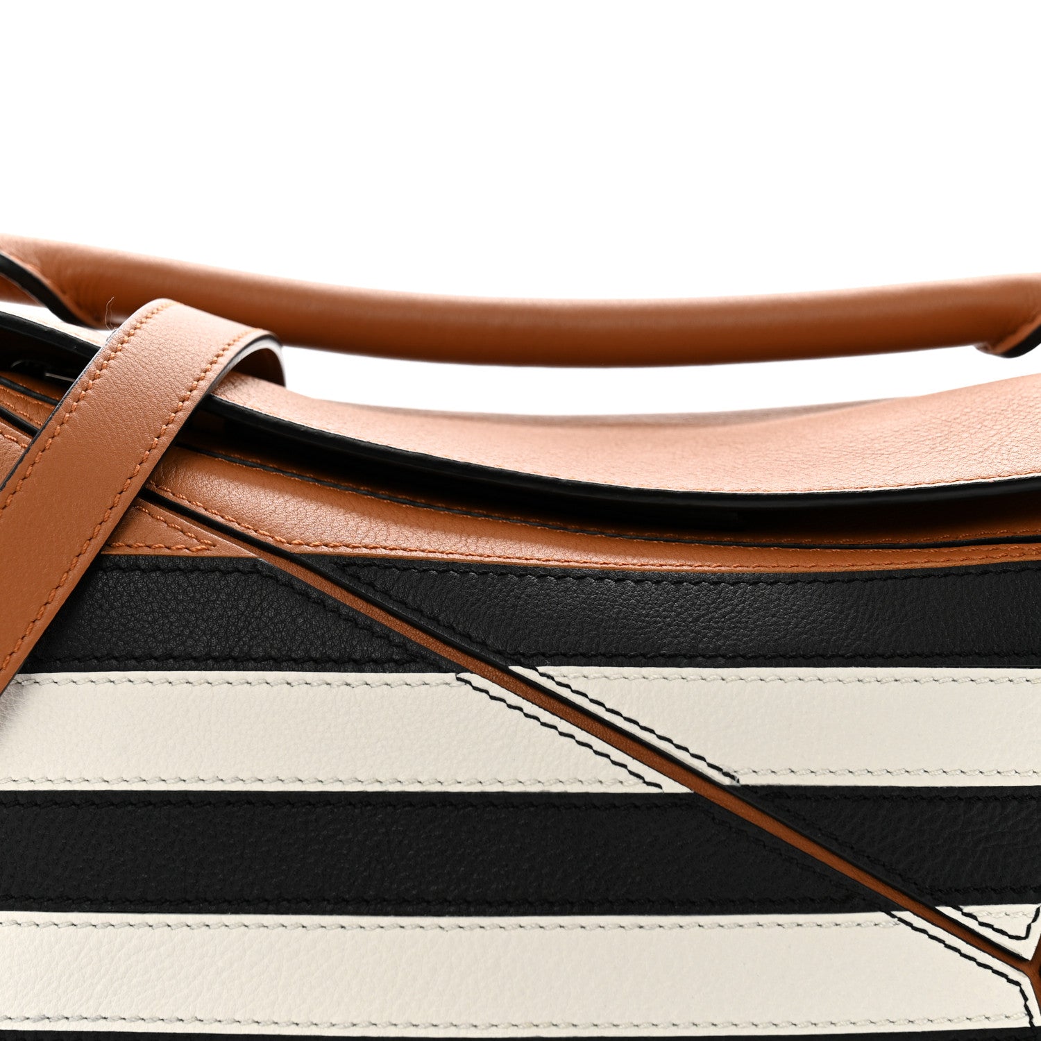 Loewe Calfskin Marine Stripe Small Puzzle Bag Tan 7 of 10