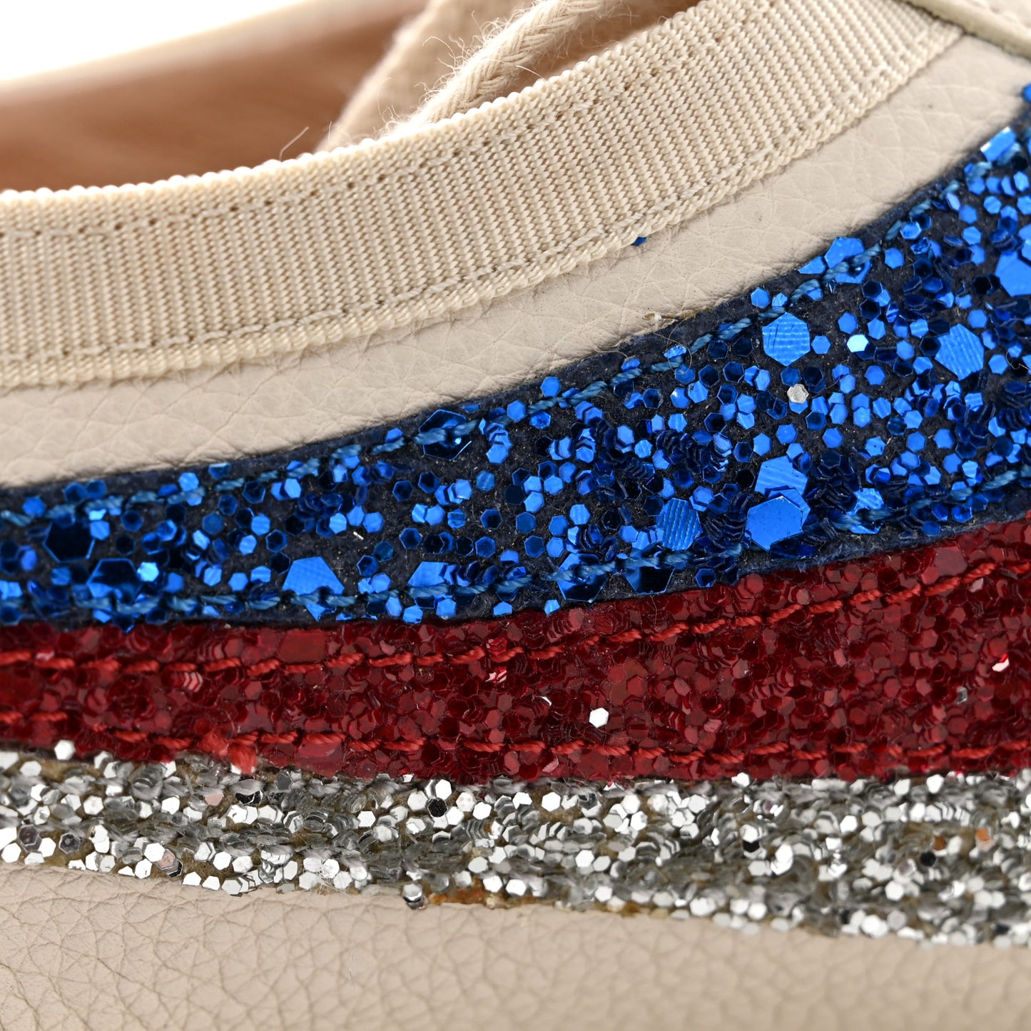 Calfskin Glitter Crystal Womens Sylvie Web Falacer Sneakers 38 White