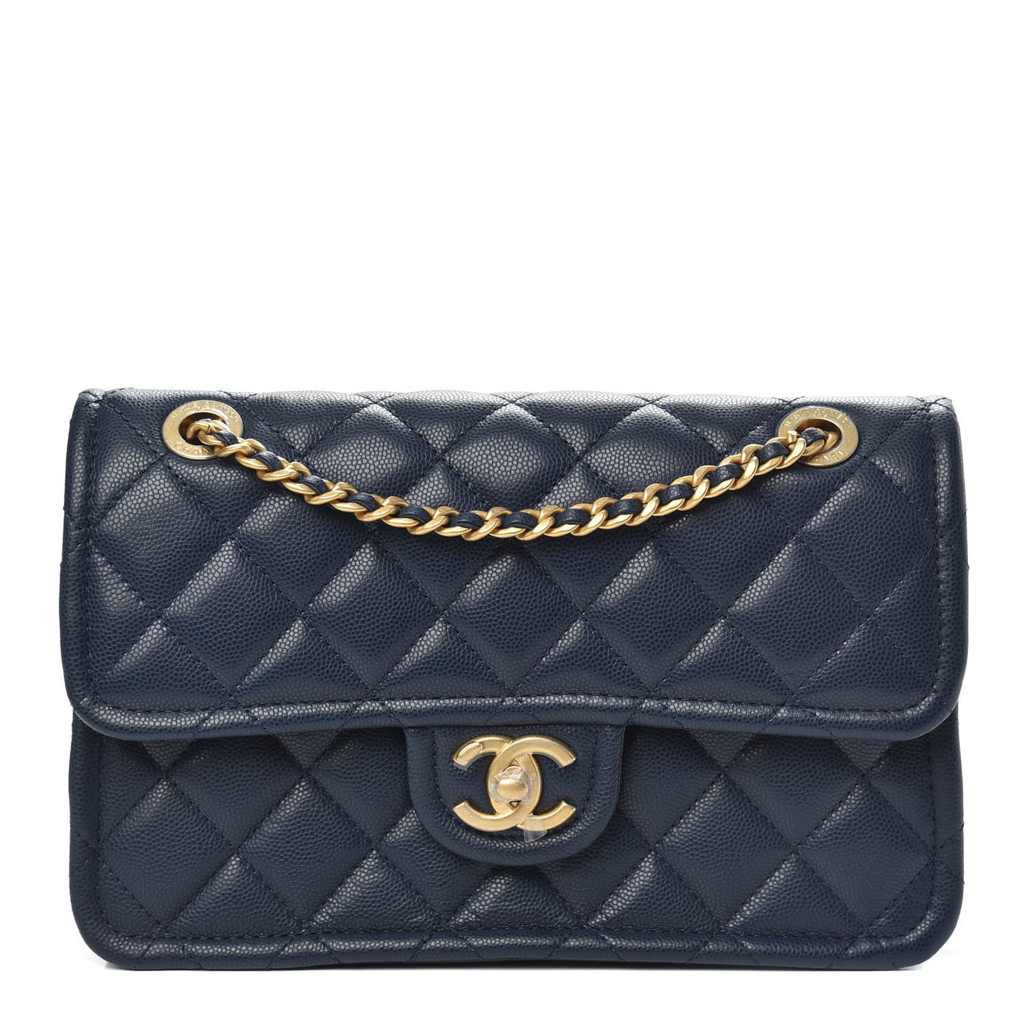 Caviar Quilted Medium Sweet Classic Flap Navy Blue