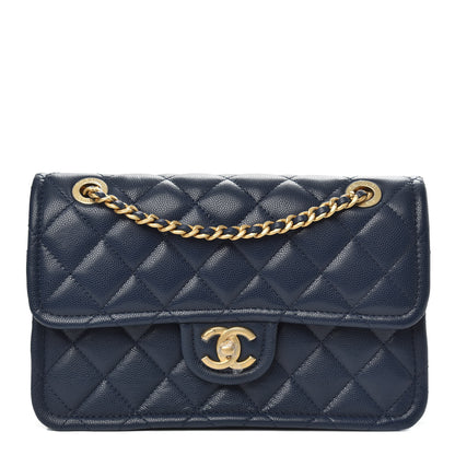 Chanel Caviar Quilted Medium Sweet Classic Flap Navy Blue 1 of 11