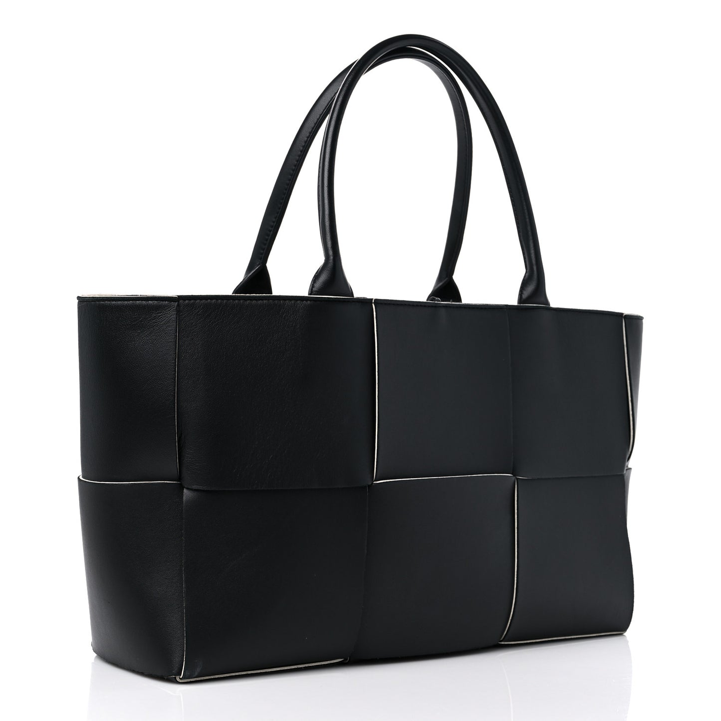Nappa Maxi Intrecciato Arco Tote Black White
