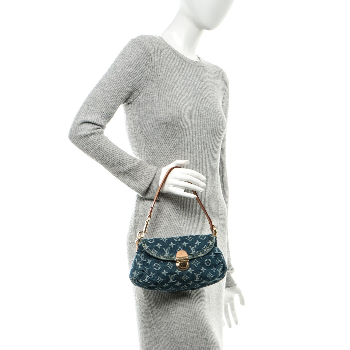 Monogram Denim Mini Pleaty Blue