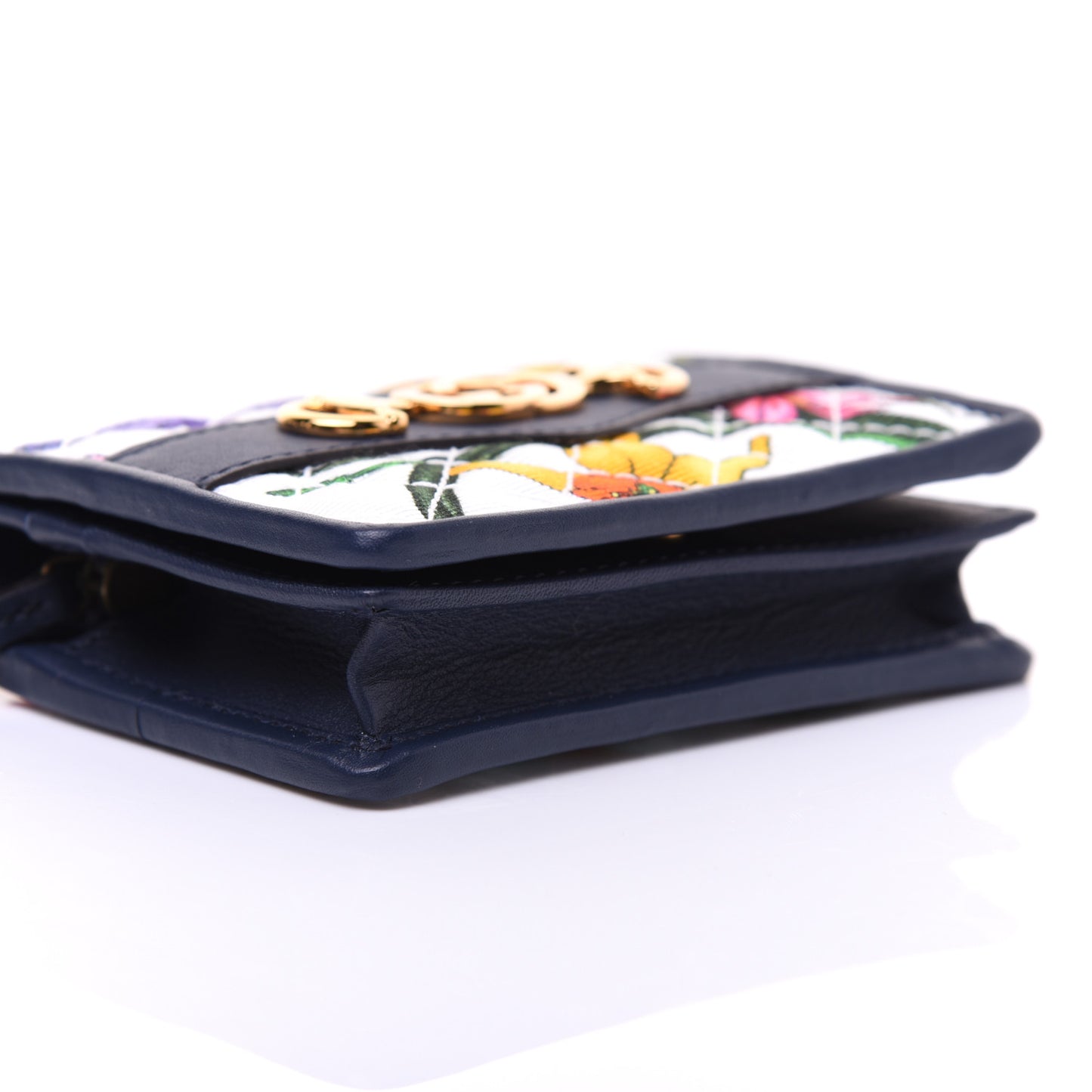 Canvas Flora Floral Trapuntata Zumi Card Case Wallet Great White Multicolor Blue Agata