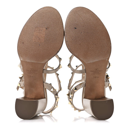 Valentino Garavani Metallic Calfskin Rockstud 90mm City Sandals 38.5 Antique Brass 6 of 9