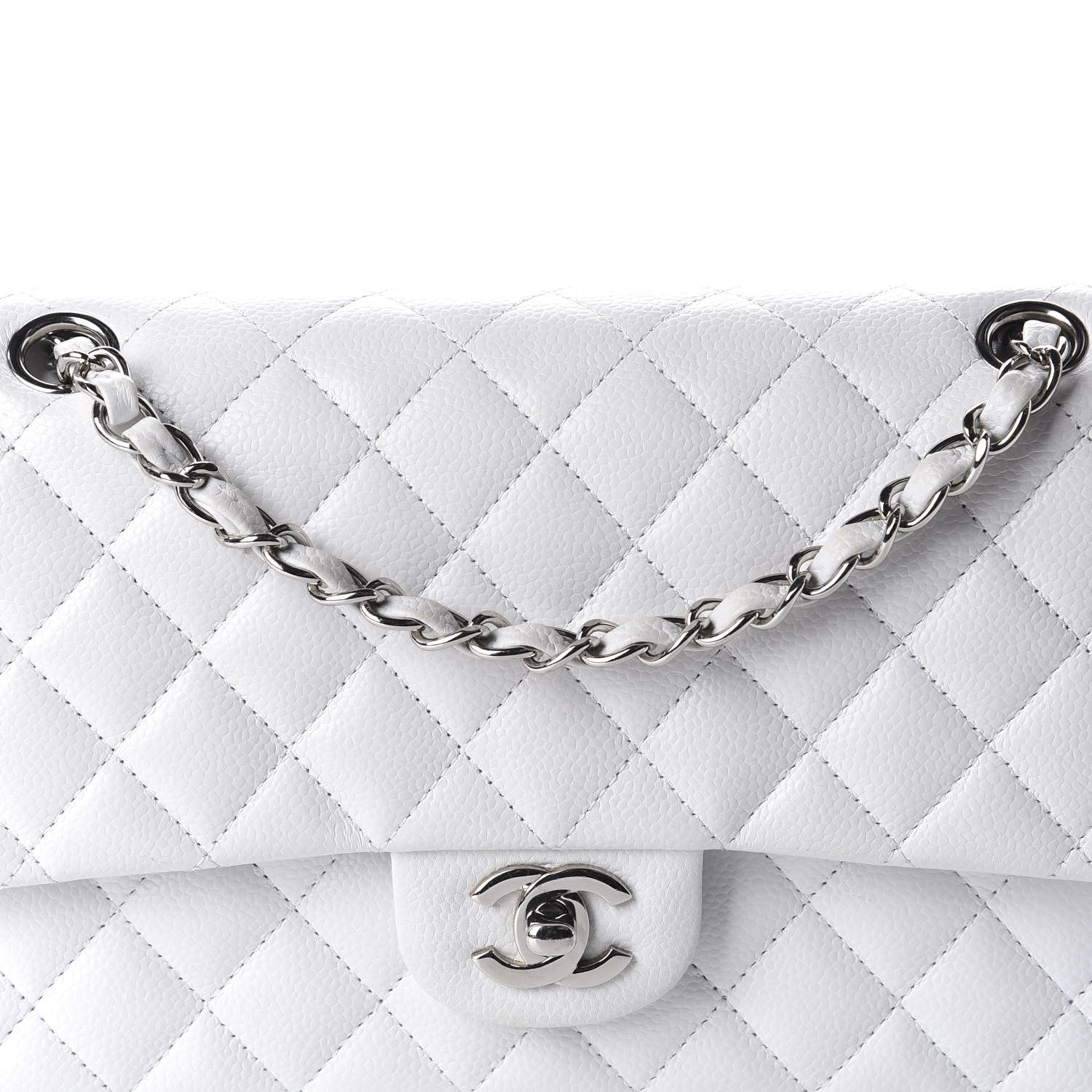 Chanel Caviar Quilted Medium Double Flap White 11 of 11