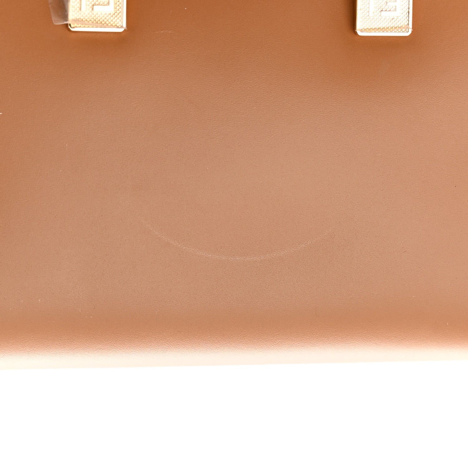 Fendi Vitello King Plexiglass Logo Embossed Mini By The Way Top Handle Boston Bag Caramello 13 of 14