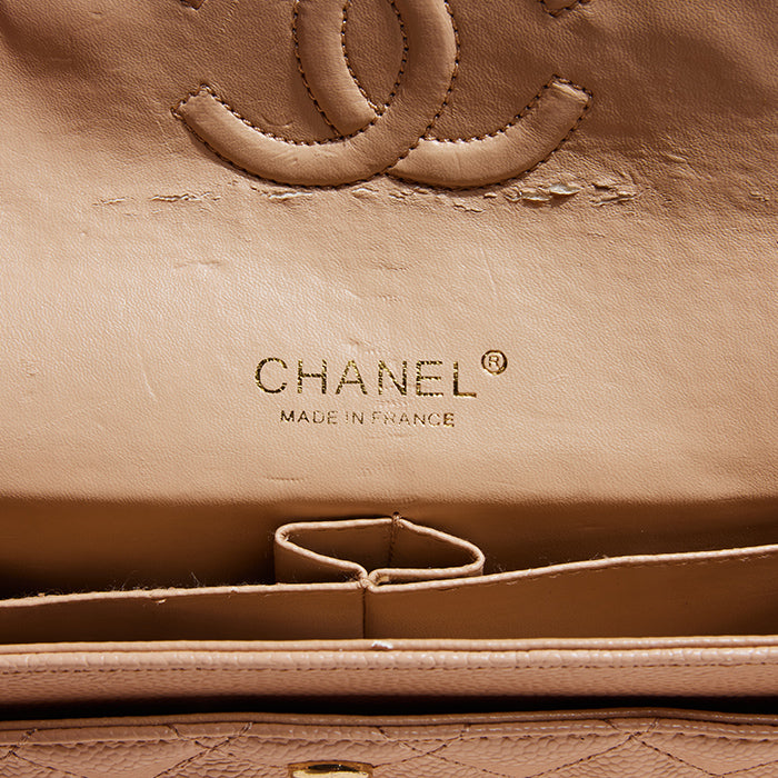 product image of fake chanel doulbe flap interior FASHIONPHILE