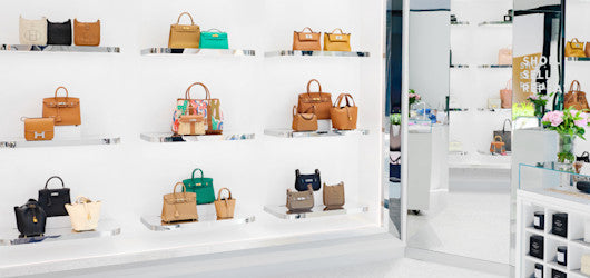 Designer handbags are on display at our FASHIONPHILE Store.