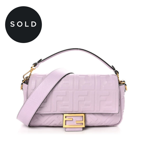 Fendi Nappa FF 1974 Embossed Baguette Anemone