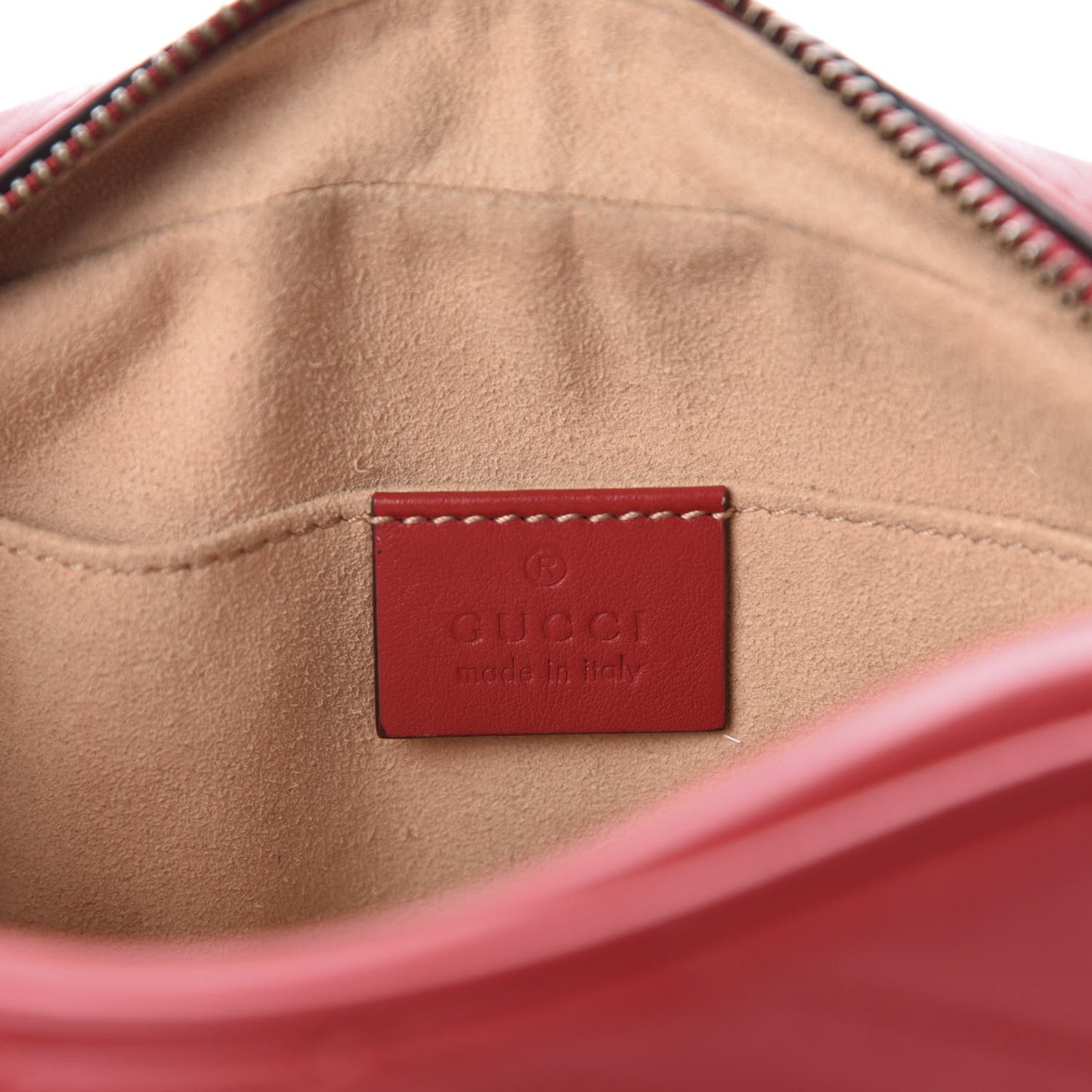 Calfskin Matelasse Mini GG Marmont Chain Shoulder Bag Hibiscus Red