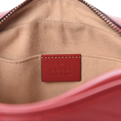 Gucci Calfskin Matelasse Mini GG Marmont Chain Shoulder Bag Hibiscus Red 8 of 11