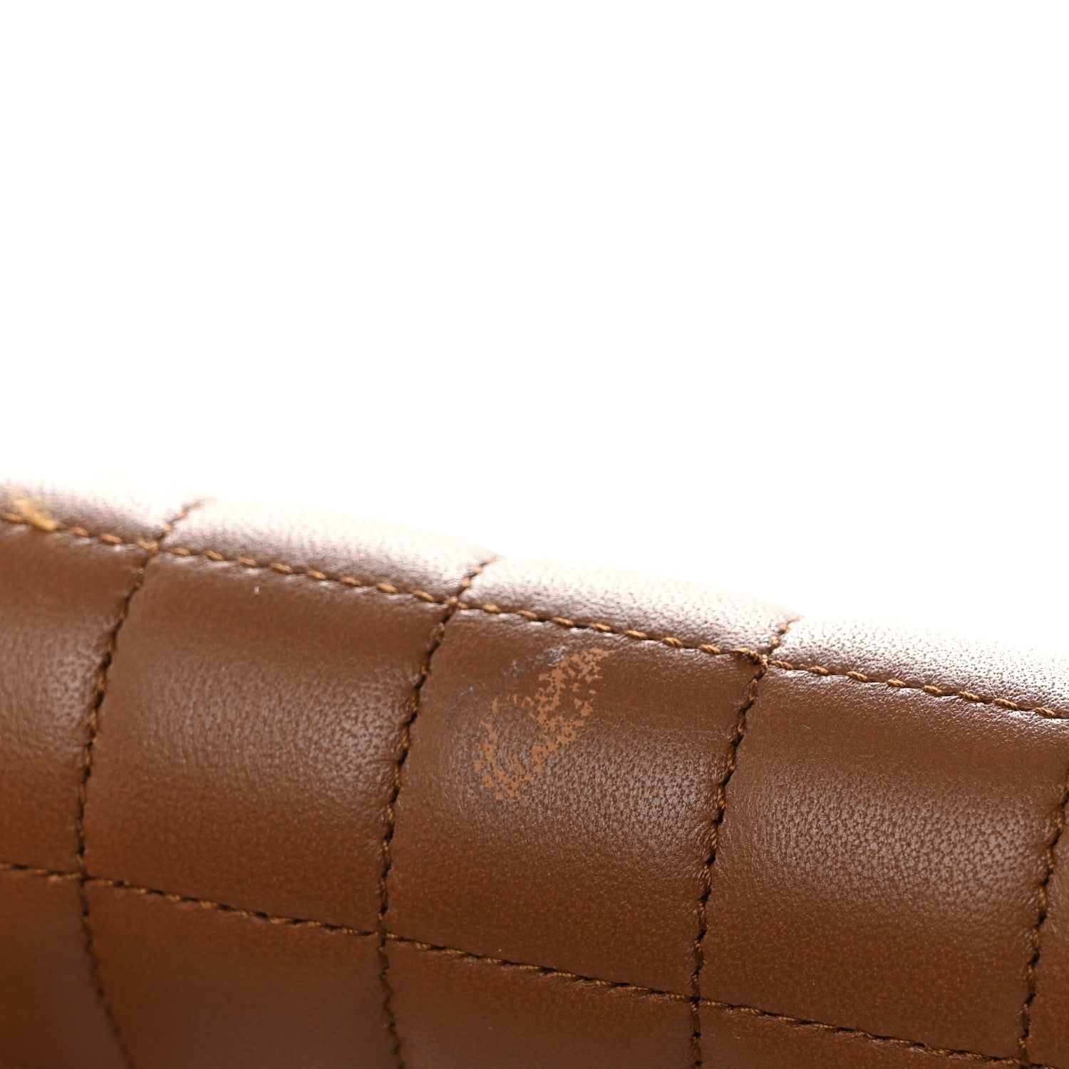 Saint Laurent Lambskin Carre Quilted Cassandre Chain Wallet Brown 11 of 13