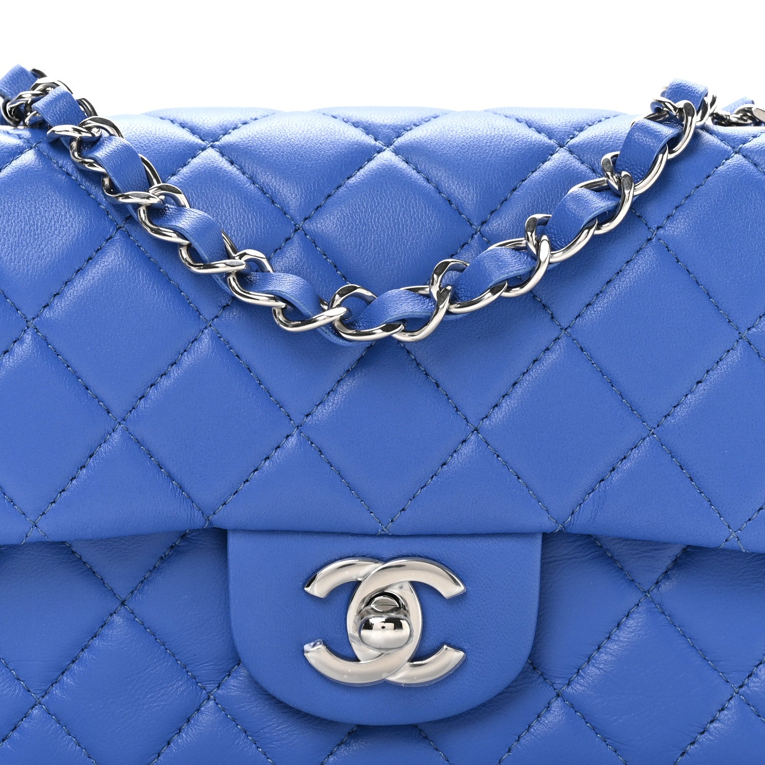 Chanel Lambskin Quilted Mini Rectangular Flap Blue 8 of 11