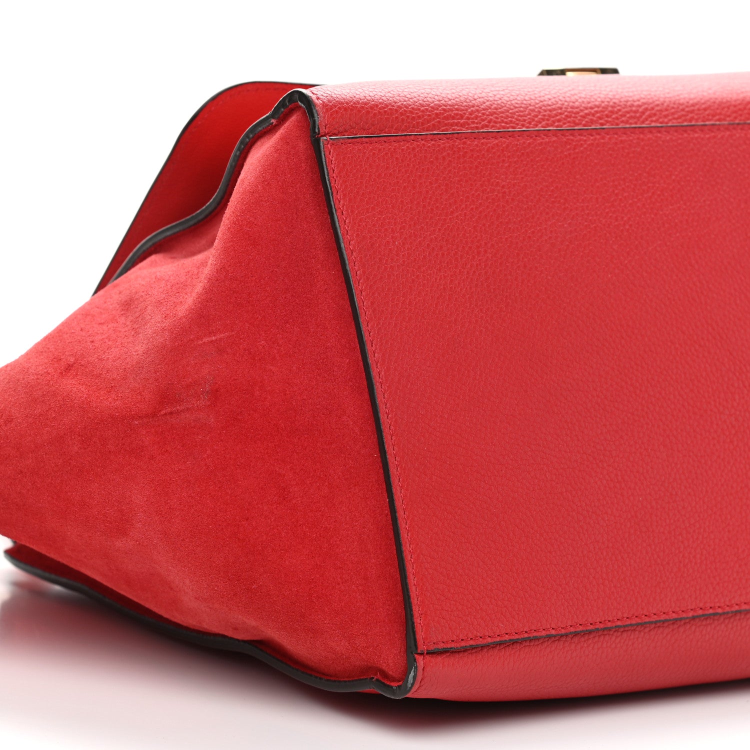 Celine Drummed Calfskin Suede Large Trapeze Coquelicot 7 of 14