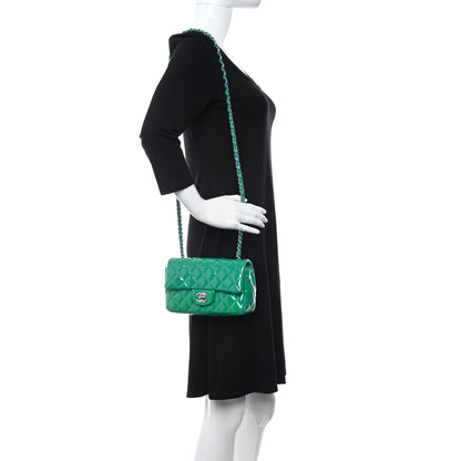 Chanel Patent Calfskin Quilted Mini Rectangular Flap Green 2 of 10