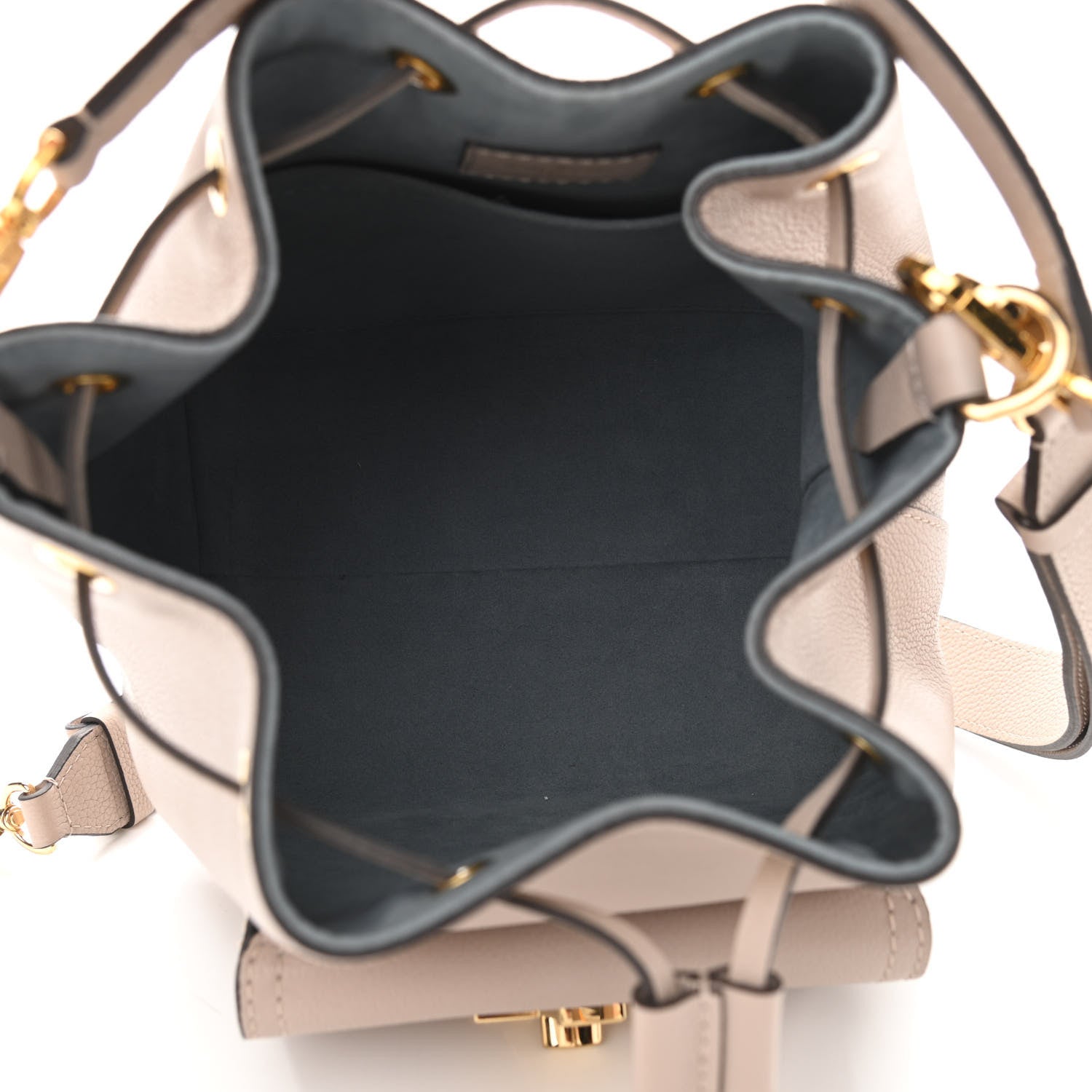 Louis Vuitton Grained Calfskin Lockme Bucket Greige 5 of 9