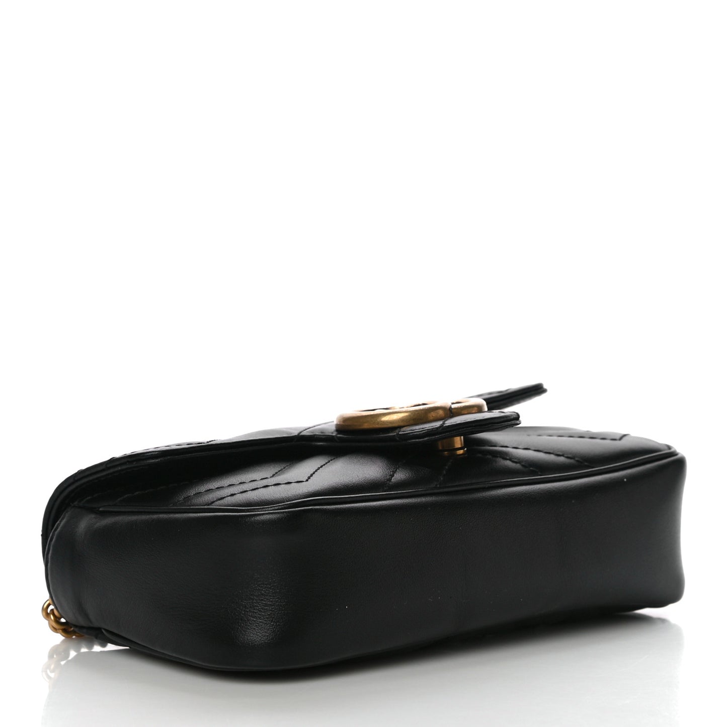 Calfskin Matelasse Super Mini GG Marmont Shoulder Bag Black
