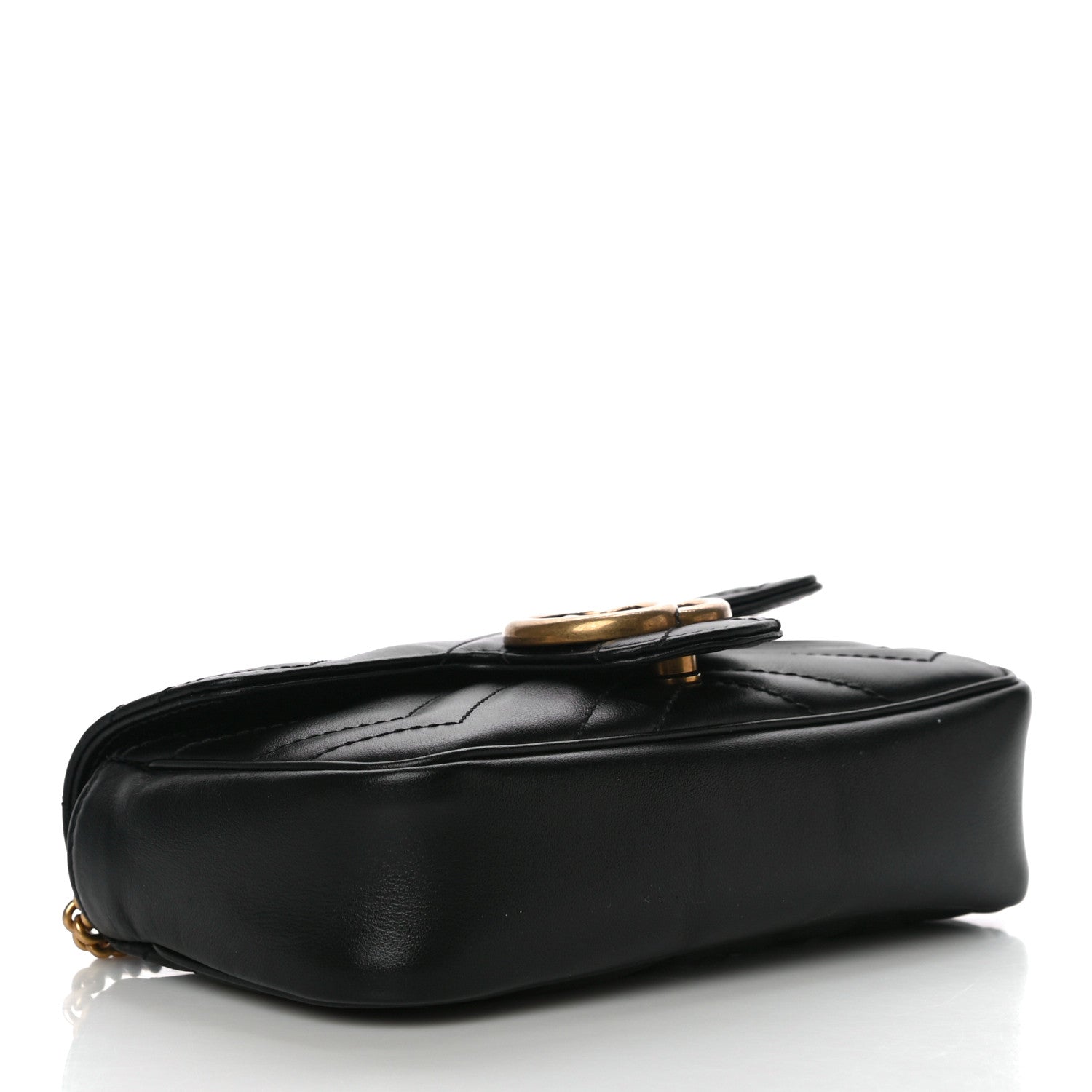 Gucci Calfskin Matelasse Super Mini GG Marmont Shoulder Bag Black 4 of 14