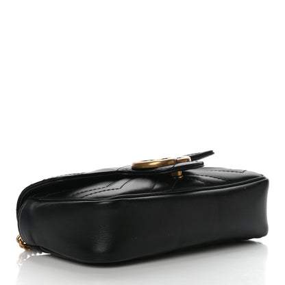 Gucci Calfskin Matelasse Super Mini GG Marmont Shoulder Bag Black 4 of 14