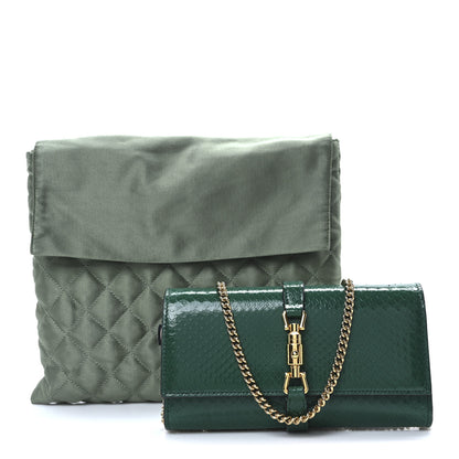 Gucci Snakeskin Jackie 1961 Chain Wallet Green 3 of 11