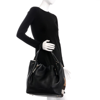 Burberry Grainy Calfskin House Check Medium Maidstone Black 2 of 8