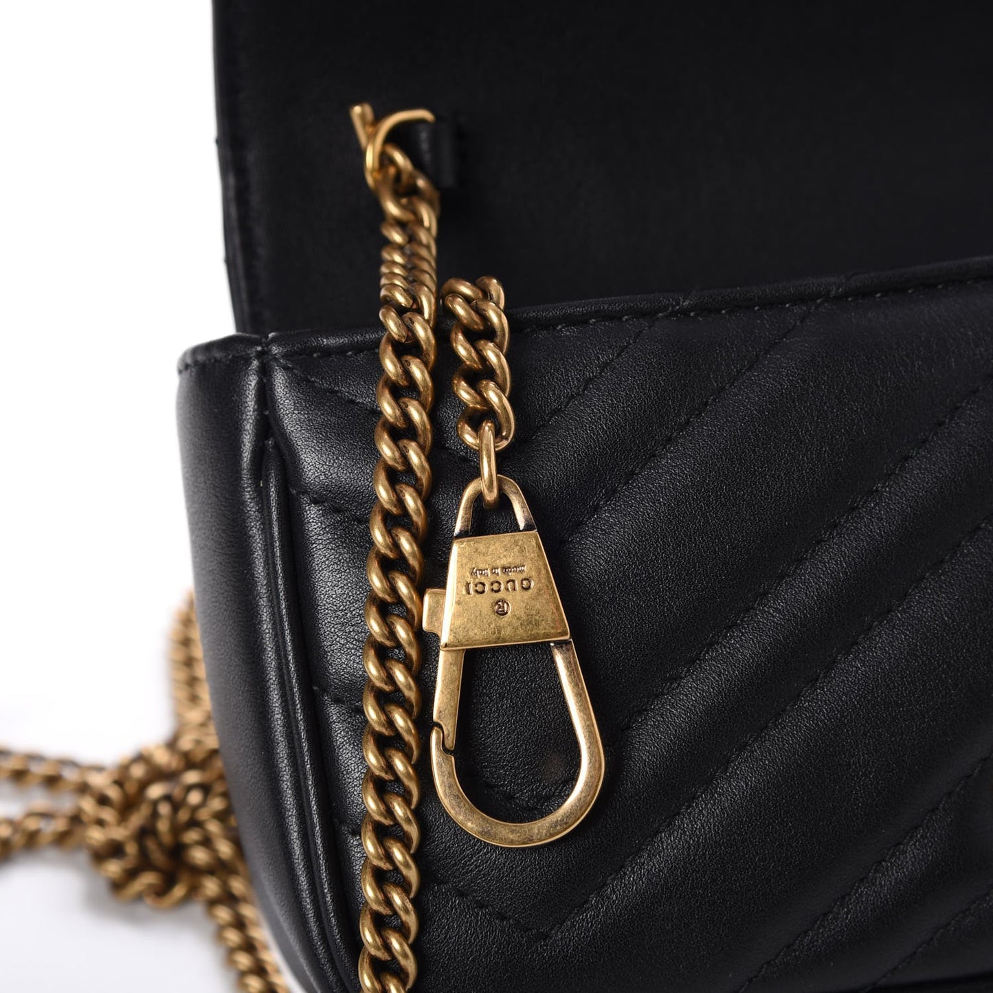 Calfskin Matelasse Super Mini GG Marmont Shoulder Bag Black