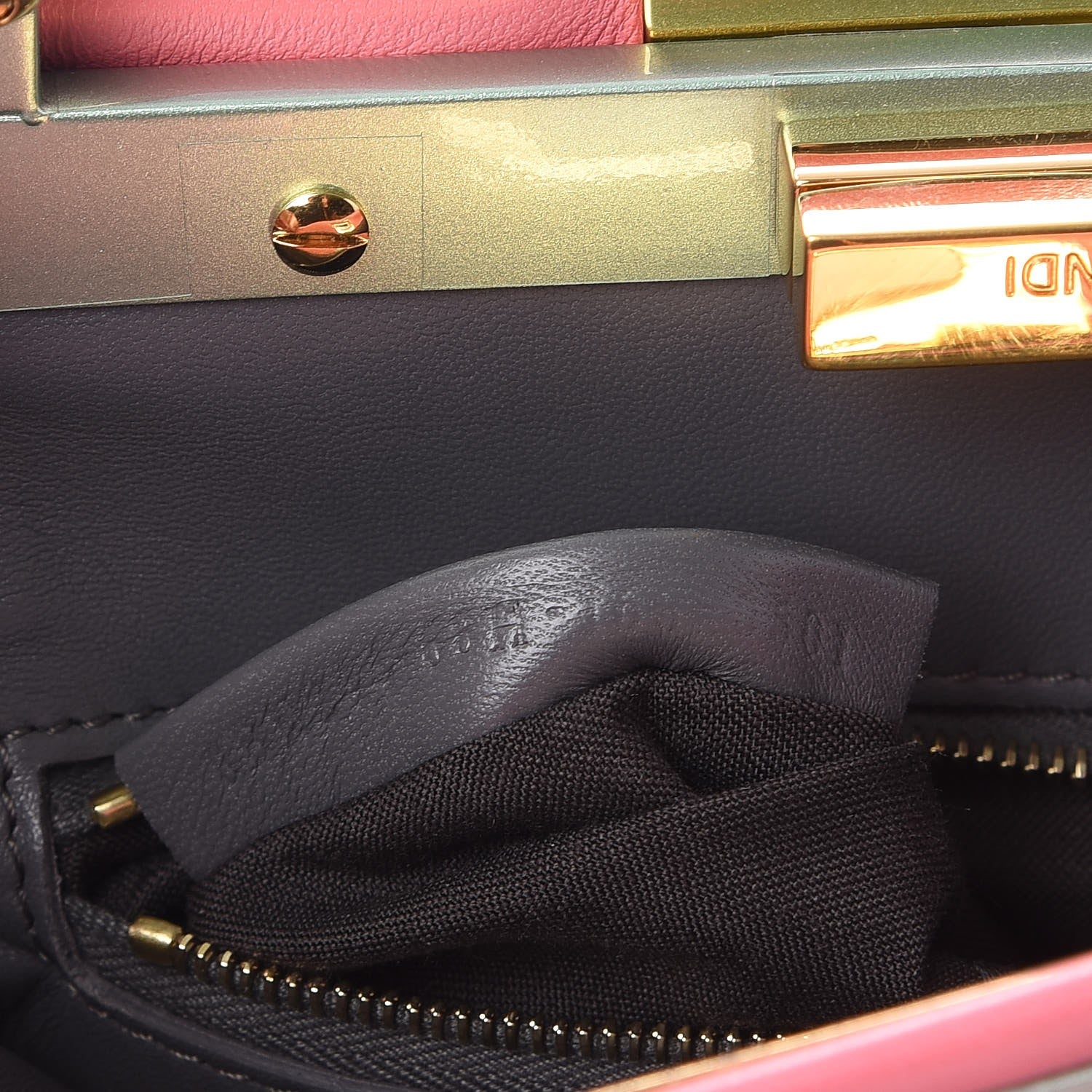 Fendi Nappa Colorblock Mini Peekaboo Iconic Satchel Rosa Fluo Oxigen Slate 9 of 9