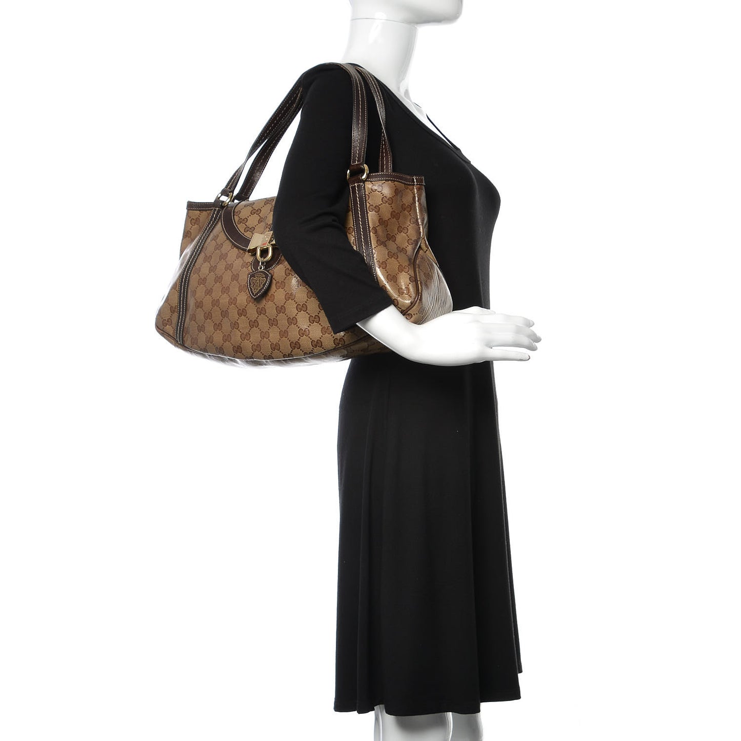 Crystal Monogram Duchessa Flap Shoulder Bag Dark Brown