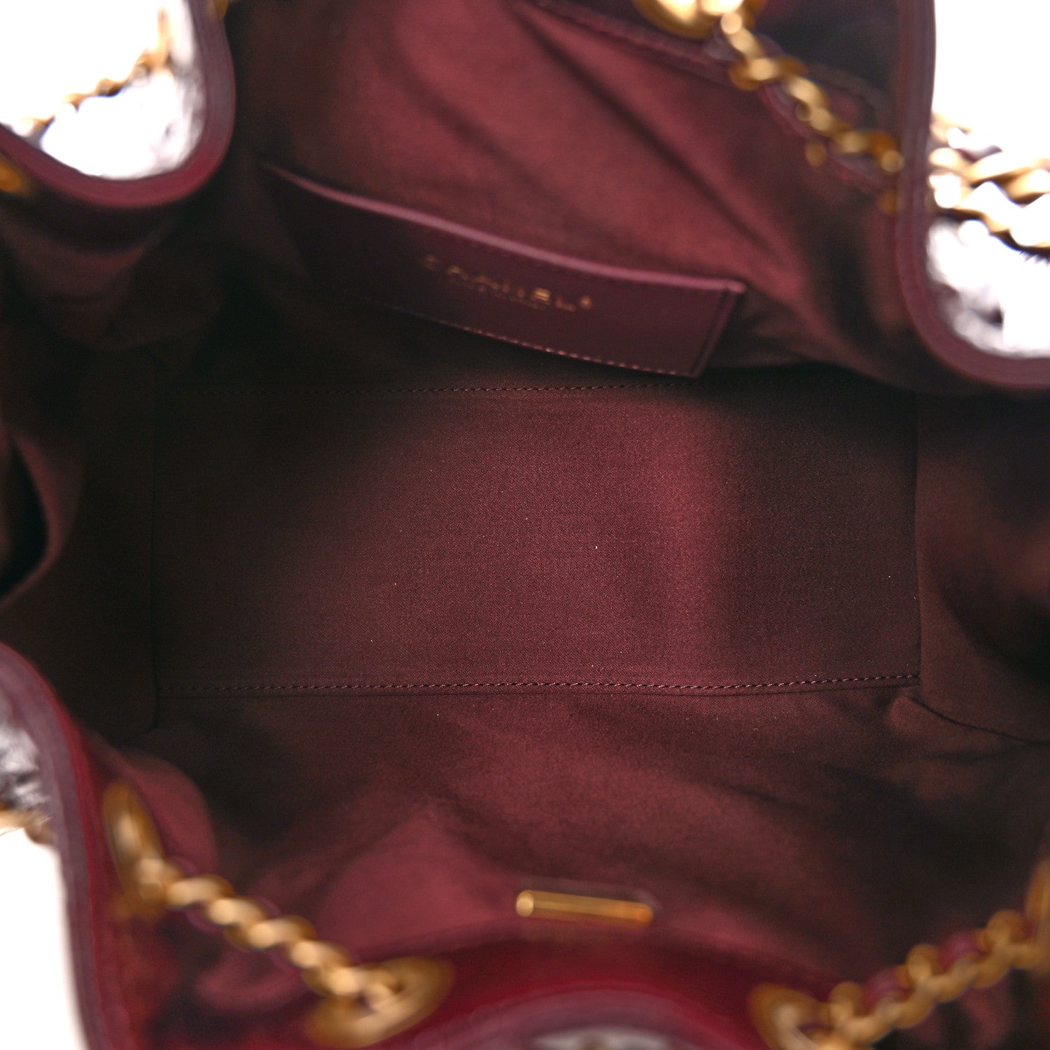 Chanel Shiny Crumpled Calfskin Quilted Small Chanel 25 Handbag Burgundy 5 of 11