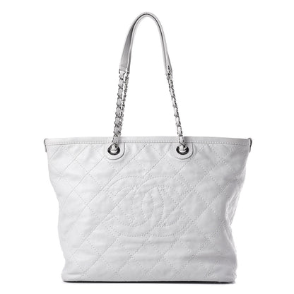 Chanel Grained Calfskin Quilted Small Daily Shopping Tote Light Grey 1 of 11