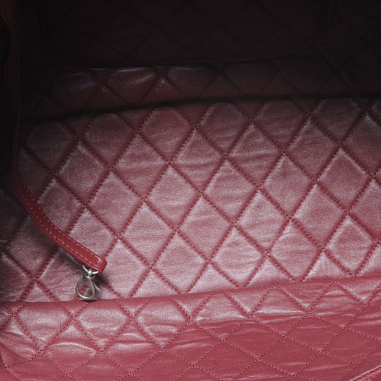 Metallic Caviar Mademoiselle Lock Cerf Shopper Tote Silver